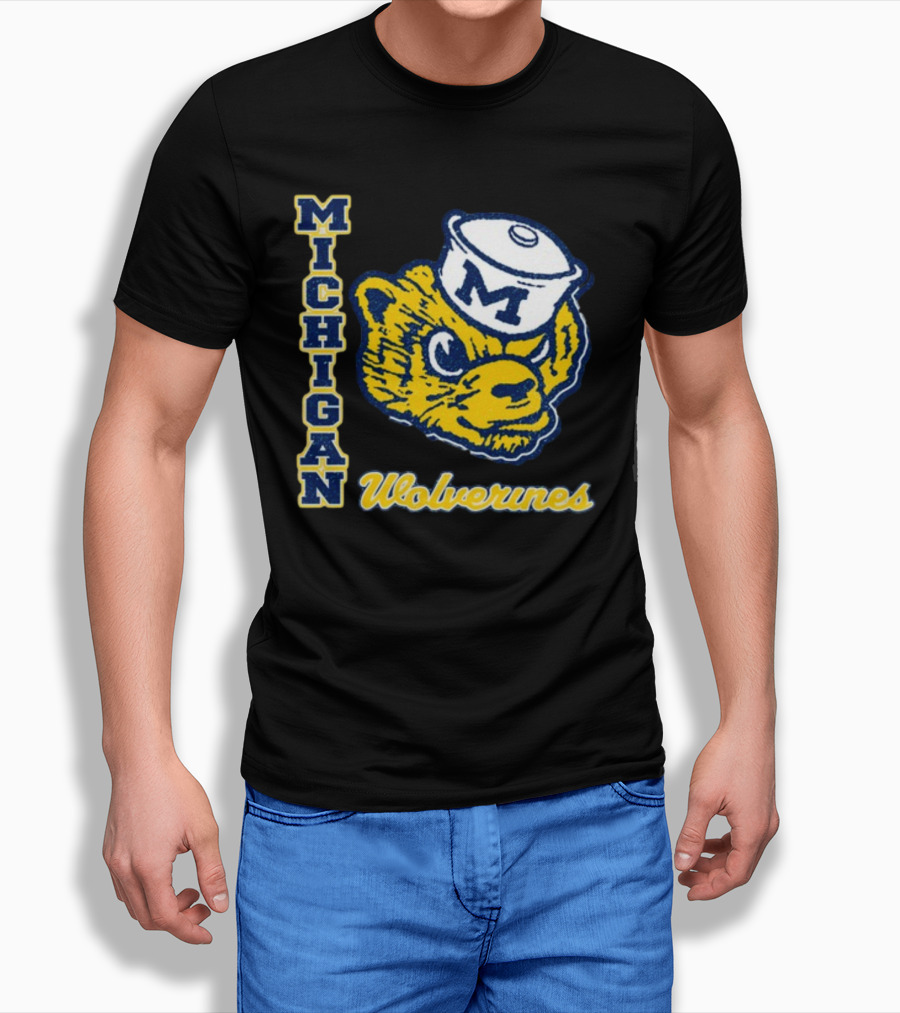 Michigan Wolverines Vintage Sailor Bear Logo '47 Phase Out Throwback Franklin T-Shirt