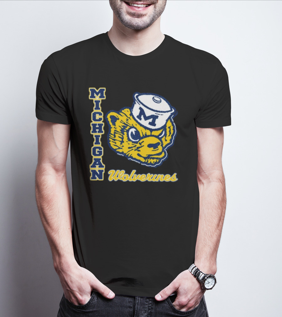 Michigan Wolverines Vintage Sailor Bear Logo '47 Phase Out Throwback Franklin T-Shirt