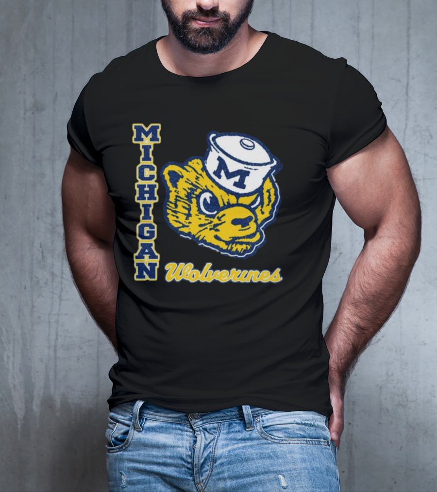 Michigan Wolverines Vintage Sailor Bear Logo '47 Phase Out Throwback Franklin T-Shirt