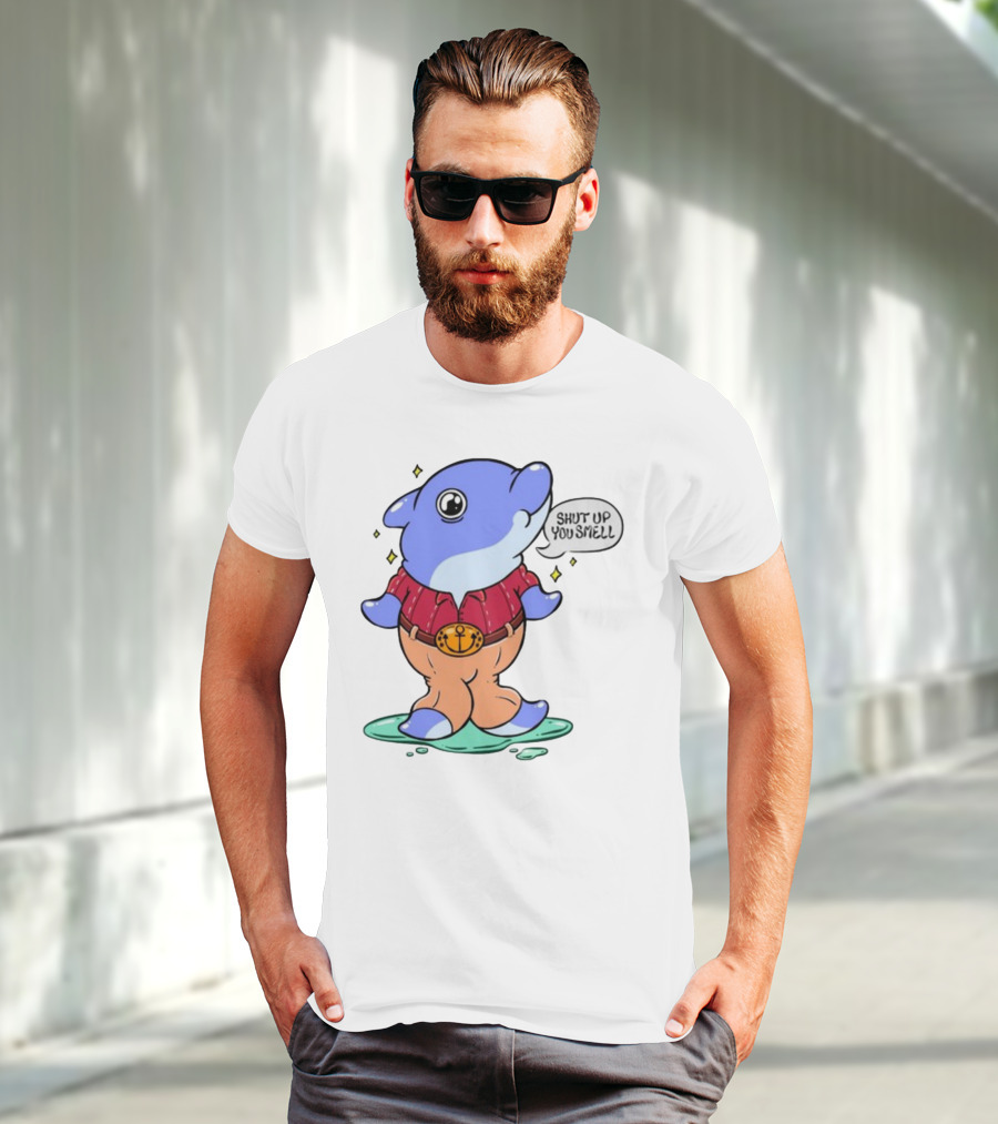 Shut Up You Smell Anchor Belt Dolphin Character T-Shirt