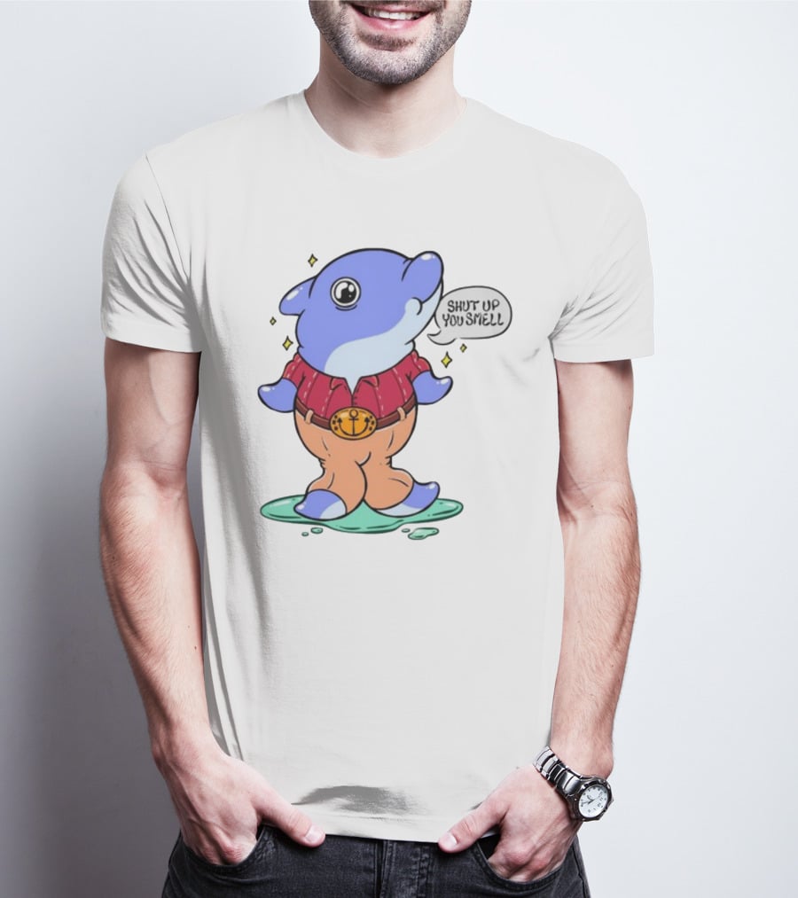 Shut Up You Smell Anchor Belt Dolphin Character T-Shirt