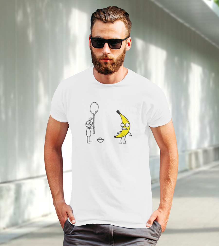Rejected Spoon Sad Faced Banana Confrontation In Darkness T-Shirt