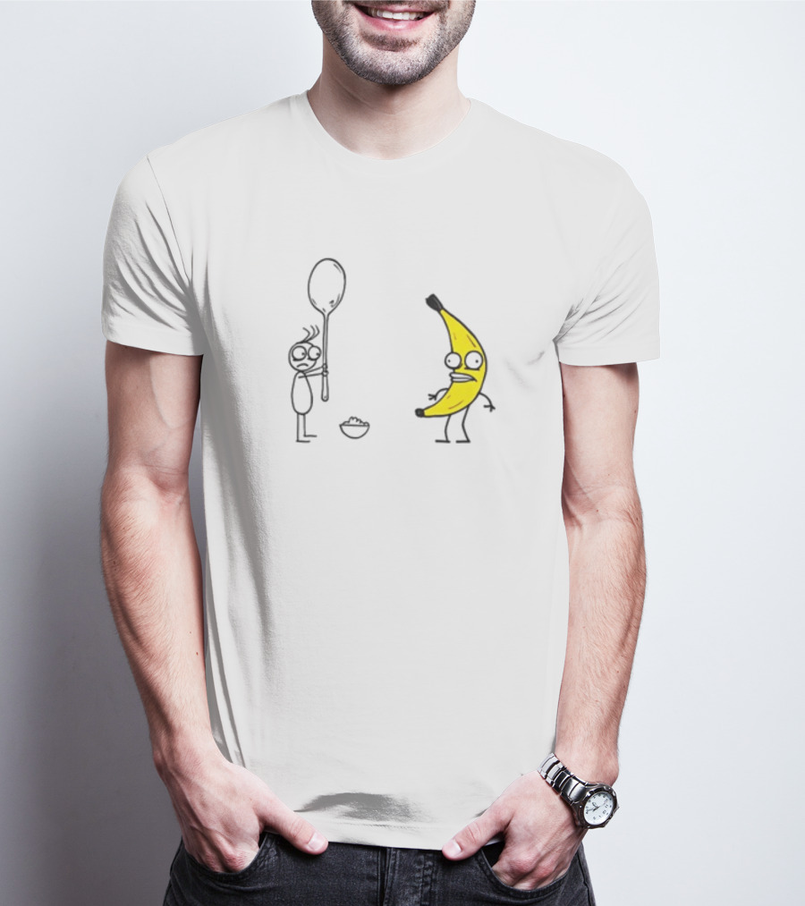 Rejected Spoon Sad Faced Banana Confrontation In Darkness T-Shirt