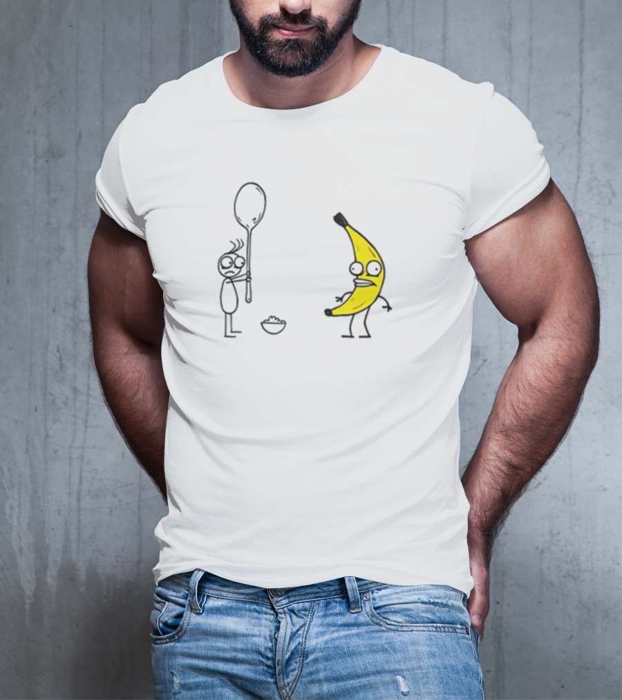 Rejected Spoon Sad Faced Banana Confrontation In Darkness T-Shirt