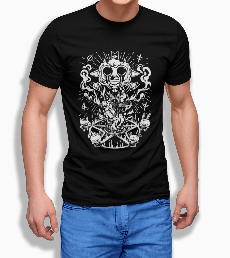 Fangamer Bonfire Ritual Cult Of The Lamb Pentagram Ritual Characters T-Shirt