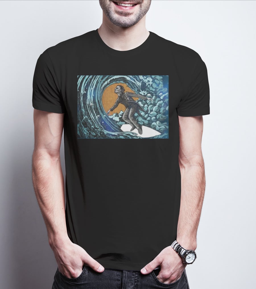 Michael Myers Surfing Massive Wave Halloween T-Shirt