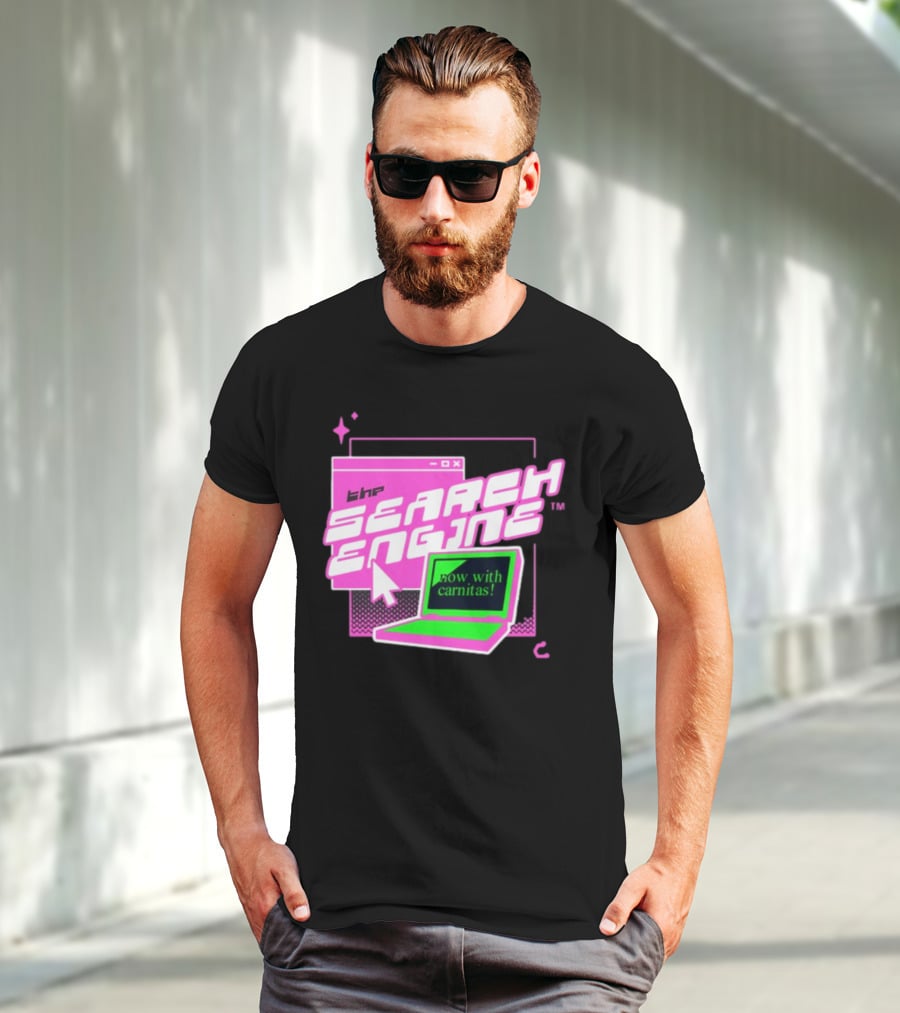 The Search Engine Now With Carnitas Neon Retro Computer Graphics T-Shirt