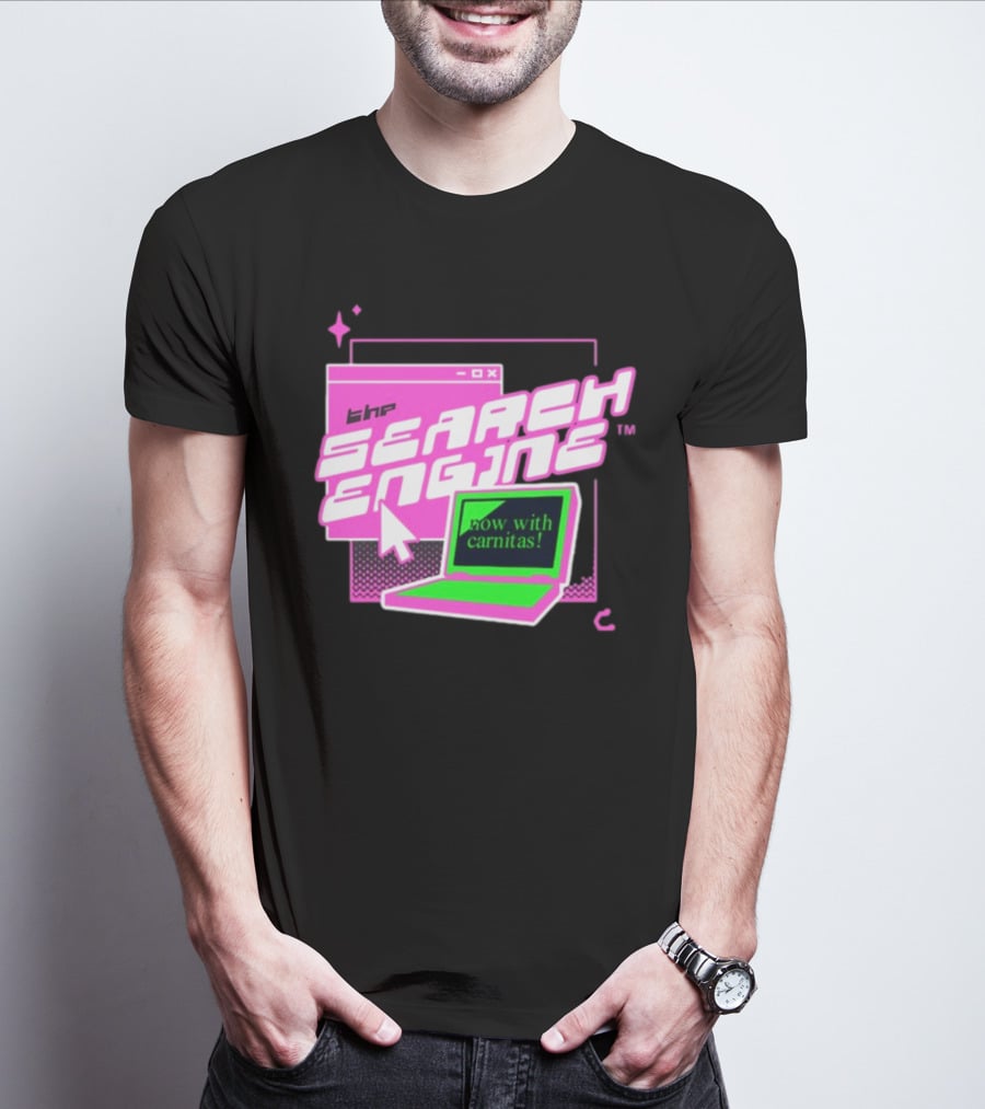 The Search Engine Now With Carnitas Neon Retro Computer Graphics T-Shirt