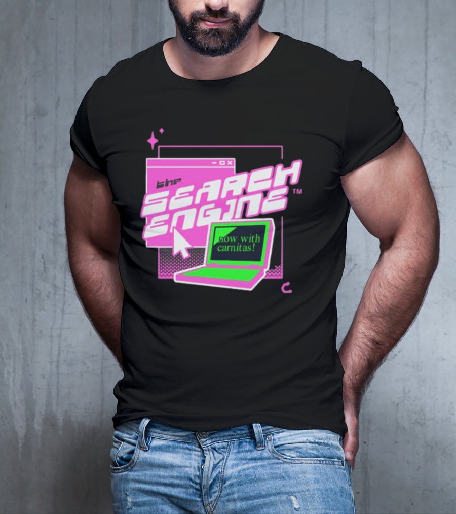 The Search Engine Now With Carnitas Neon Retro Computer Graphics T-Shirt