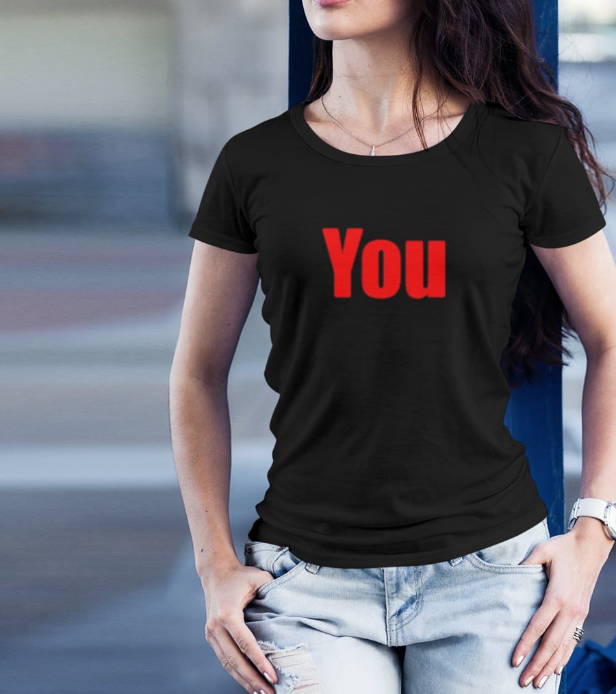 Ideogram; You-Red Print Text In T-Shirt