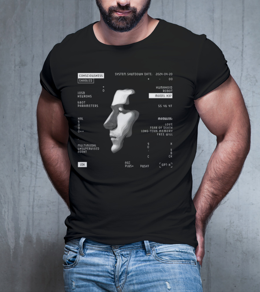 Consciousness Enabled Lex Humanoid Robot Model X37 With Multimodal Unsupervised Agent And AGI Modules T-Shirt