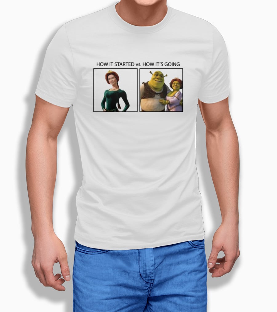 Shrek And Fiona How It Started Vs. How It's Going T-Shirt