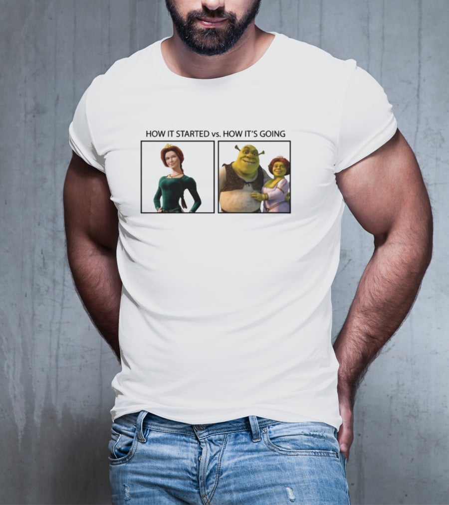Shrek And Fiona How It Started Vs. How It's Going T-Shirt