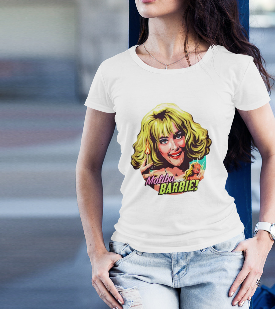 Malibu Barbie Debbie Jellinsky Doll Art With Flaming Lighter T-Shirt