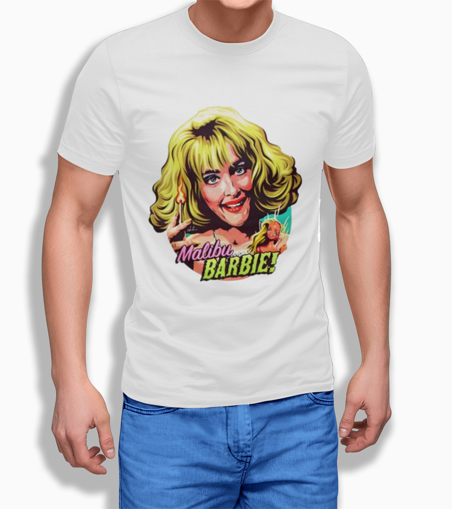 Malibu Barbie Debbie Jellinsky Doll Art With Flaming Lighter T-Shirt