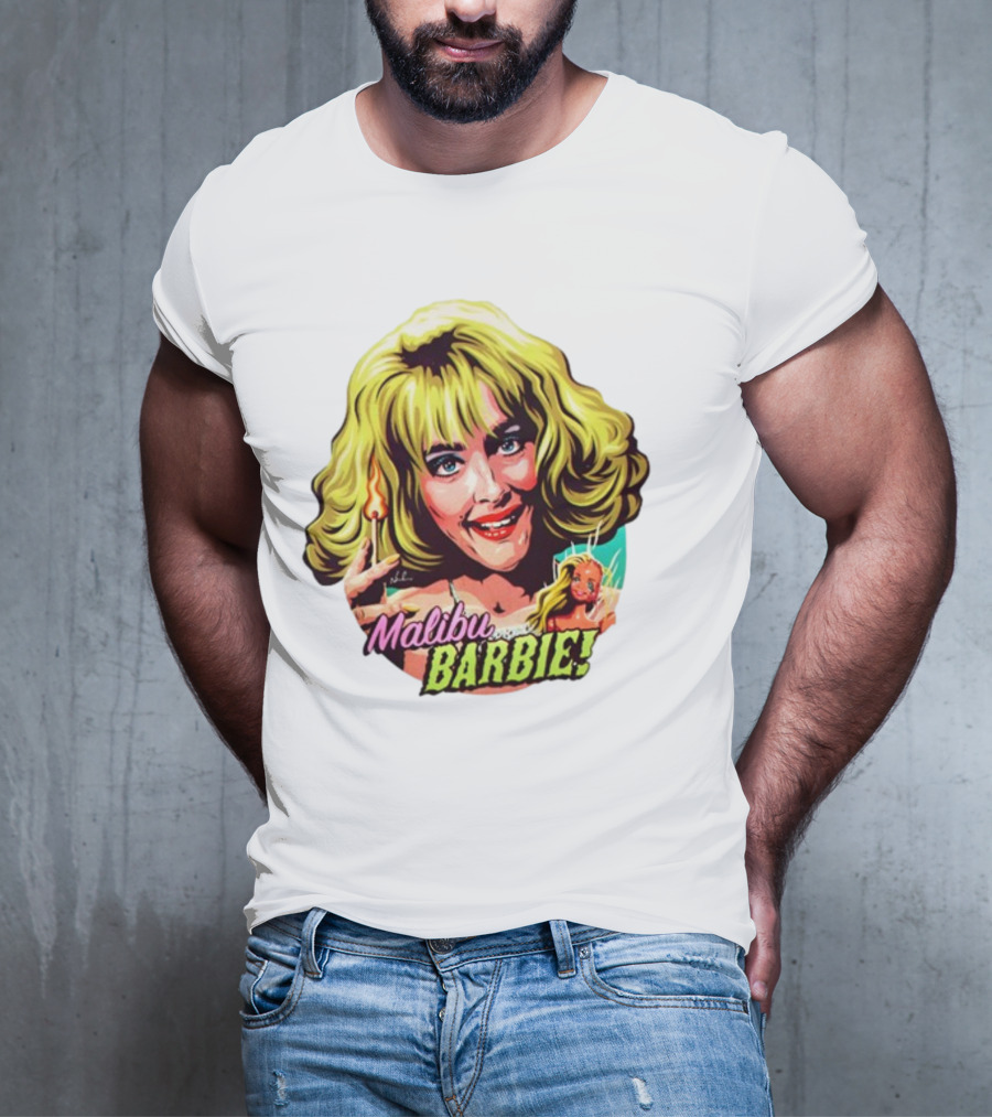 Malibu Barbie Debbie Jellinsky Doll Art With Flaming Lighter T-Shirt