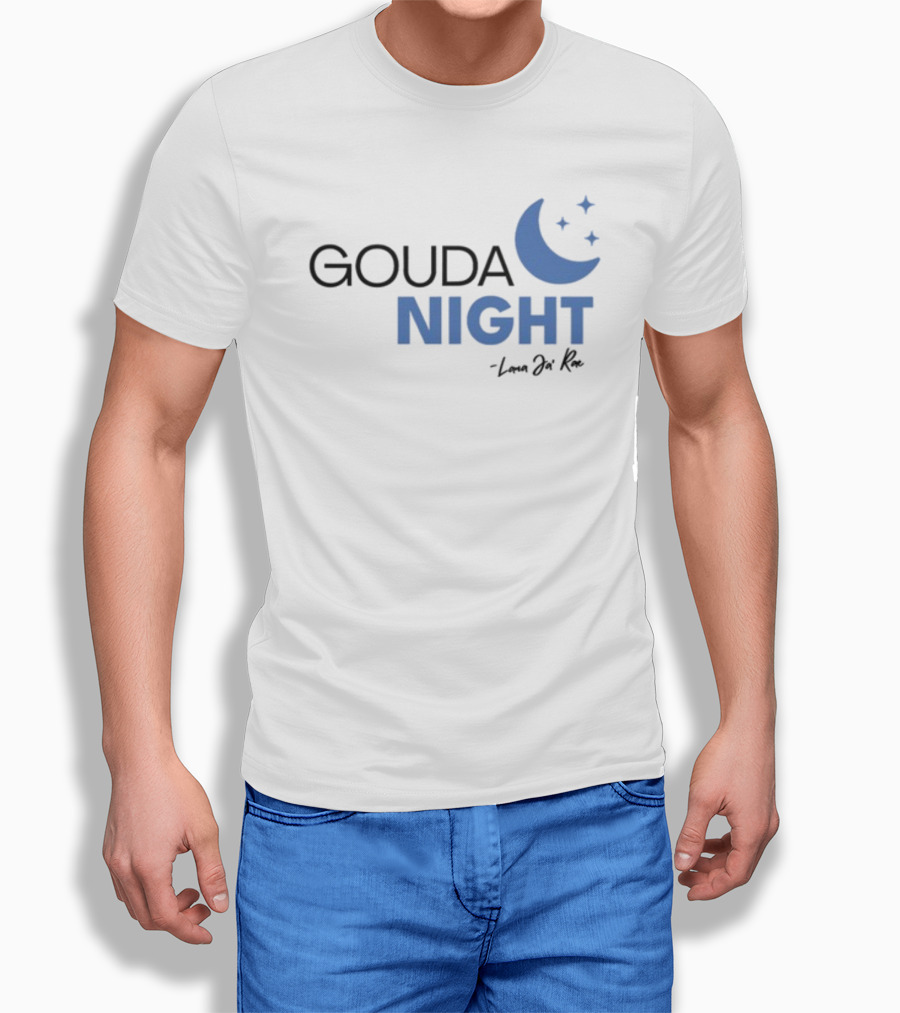 Gouda Night Crescent Moon And Stars - Lana Ja'rae T-Shirt