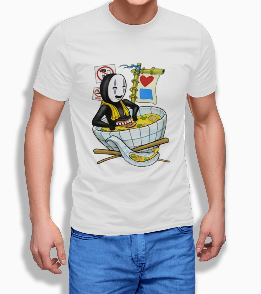 Bluetile Miso Bath Spirit Face Heart Bamboo Nobori T-Shirt