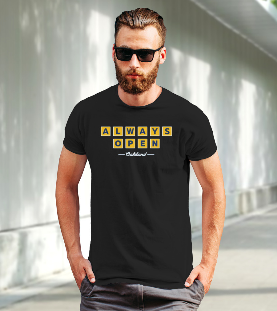 Always Open Oakland Scrabble Inspired Block Letters T-Shirt