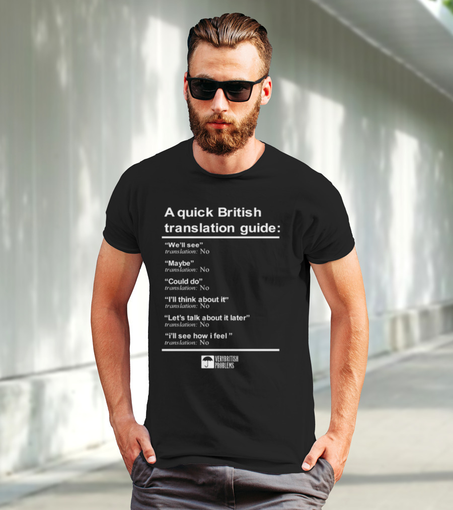 A Quick British Translation Guide: Very British Problems We'll See Maybe Translation No T-Shirt