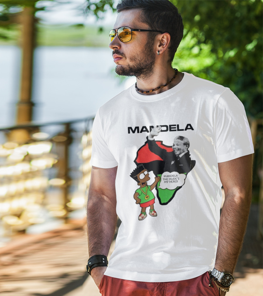 Mandela The Dude's My Hero Africa Cartoon Character T-Shirt