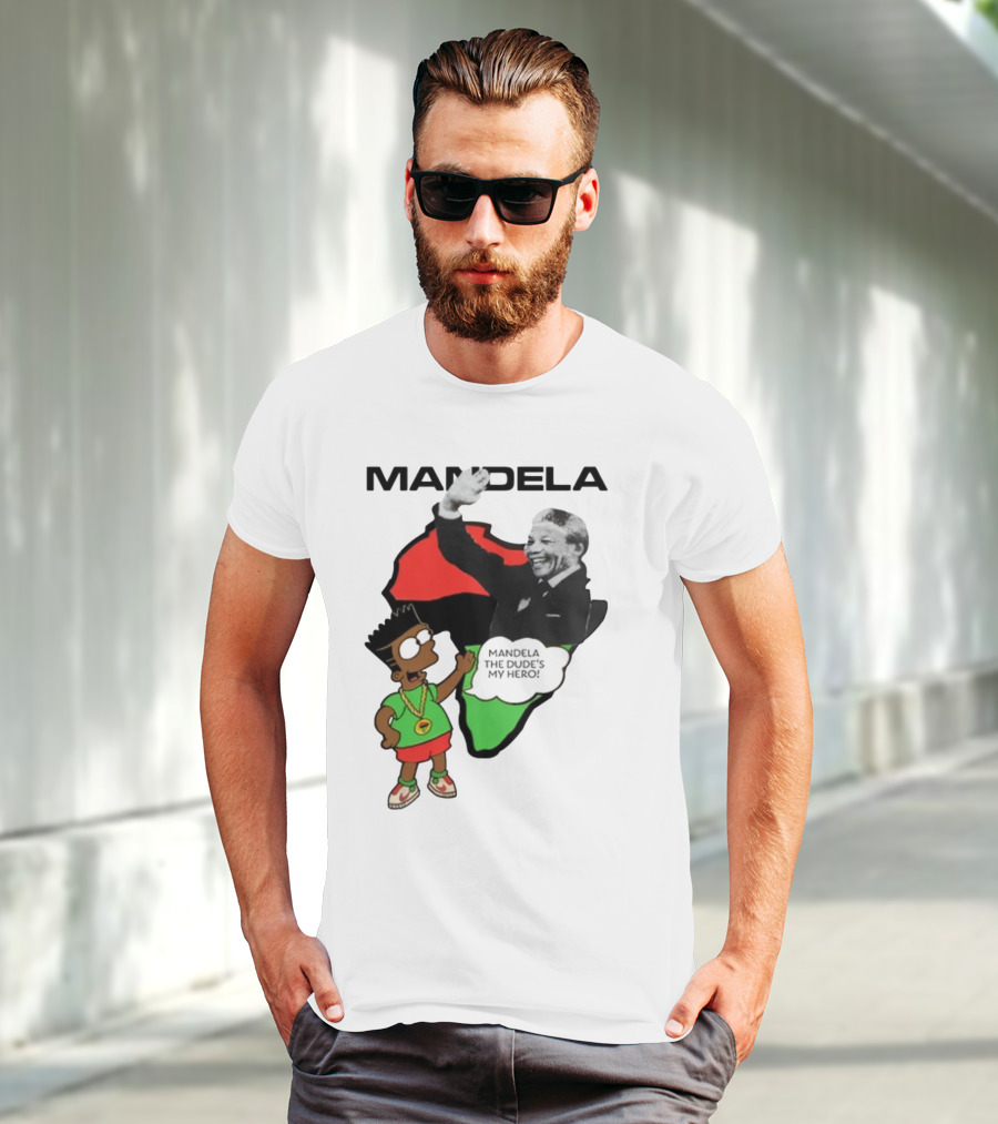 Mandela The Dude's My Hero Africa Cartoon Character T-Shirt