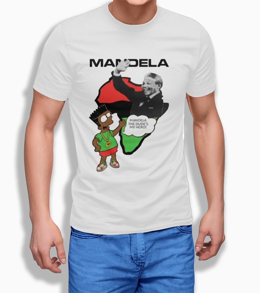 Mandela The Dude's My Hero Africa Cartoon Character T-Shirt