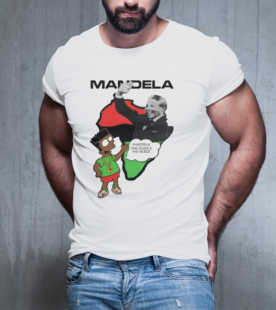 Mandela The Dude's My Hero Africa Cartoon Character T-Shirt
