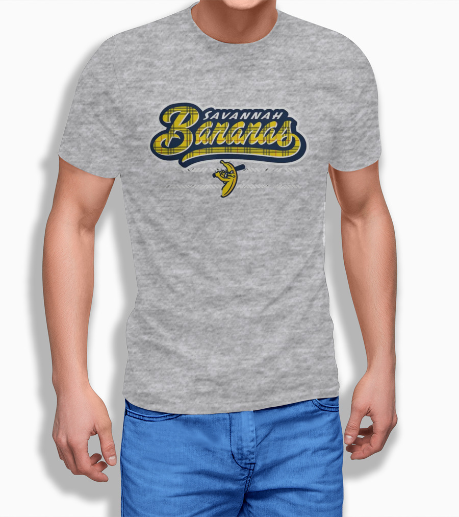 Savannah Bananas Yellow Plaid Baseball Logo Fun T-Shirt