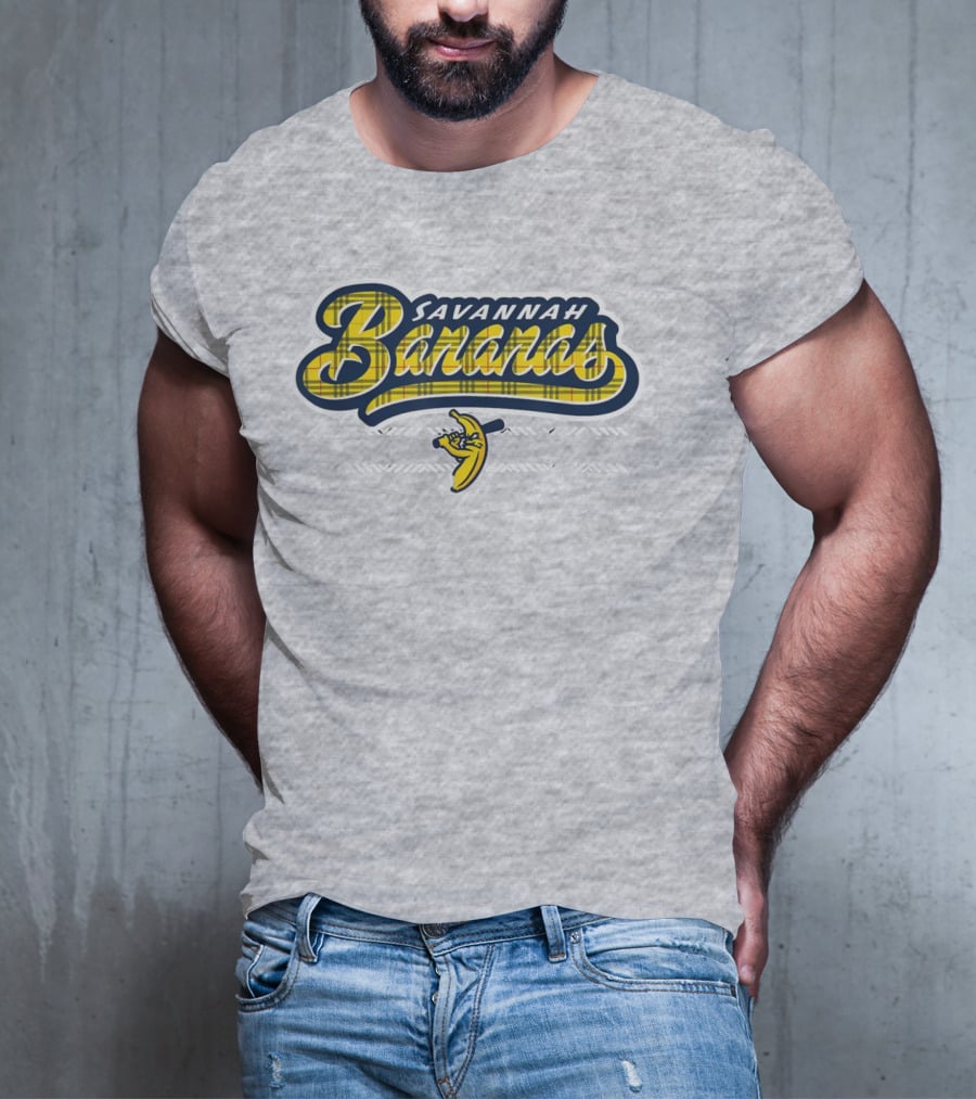 Savannah Bananas Yellow Plaid Baseball Logo Fun T-Shirt