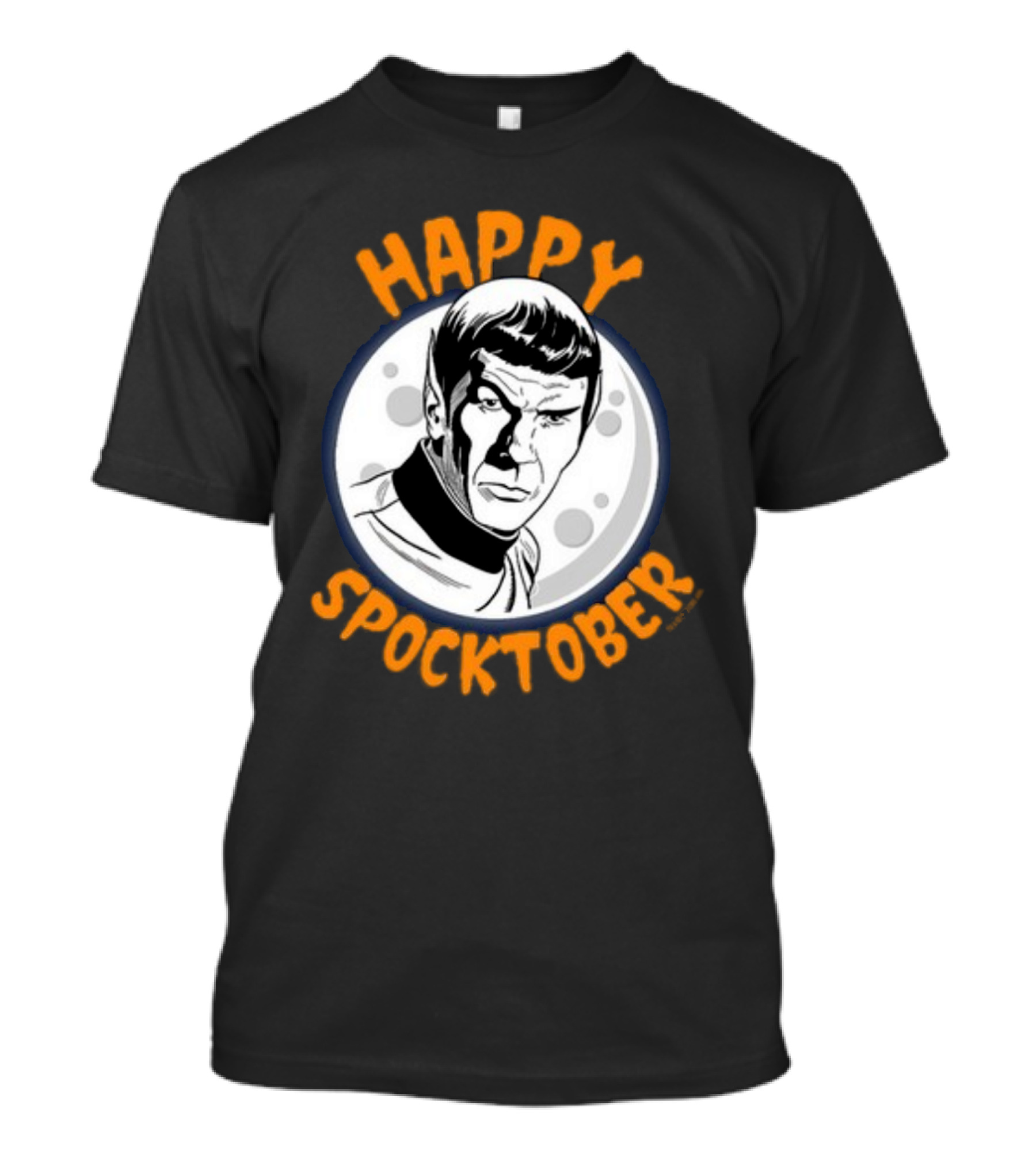 HAPPY SPOCKTOBER Moon Art Spock Vintage Style Retro Sci-Fi Character T-Shirt