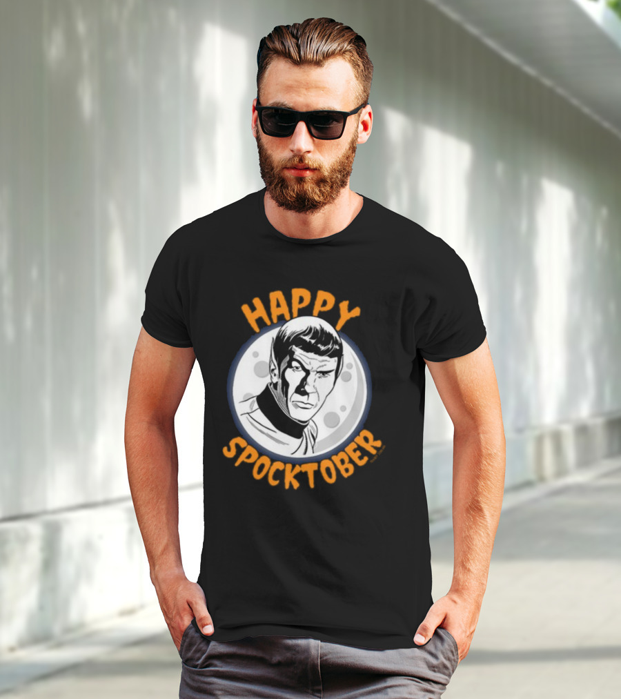 HAPPY SPOCKTOBER Moon Art Spock Vintage Style Retro Sci-Fi Character T-Shirt