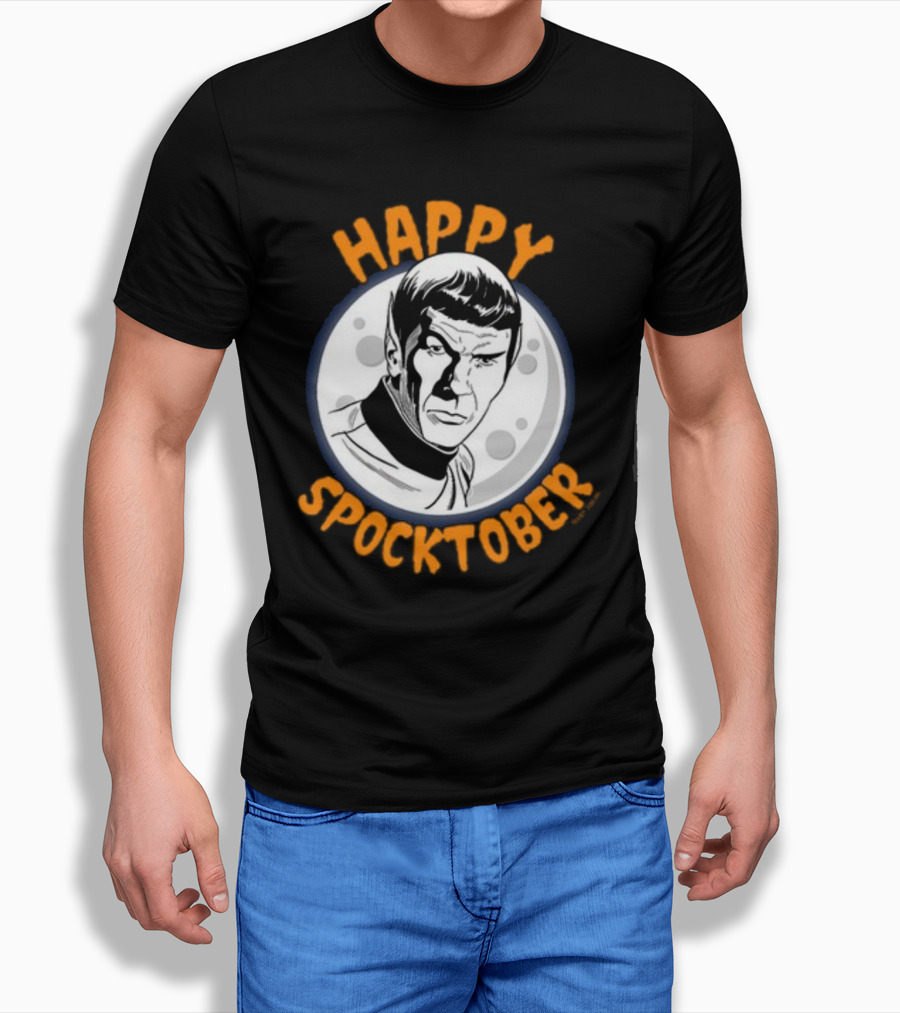 HAPPY SPOCKTOBER Moon Art Spock Vintage Style Retro Sci-Fi Character T-Shirt