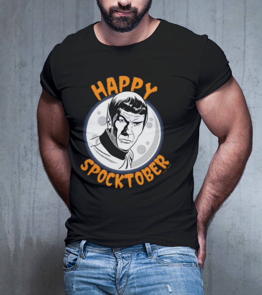 HAPPY SPOCKTOBER Moon Art Spock Vintage Style Retro Sci-Fi Character T-Shirt