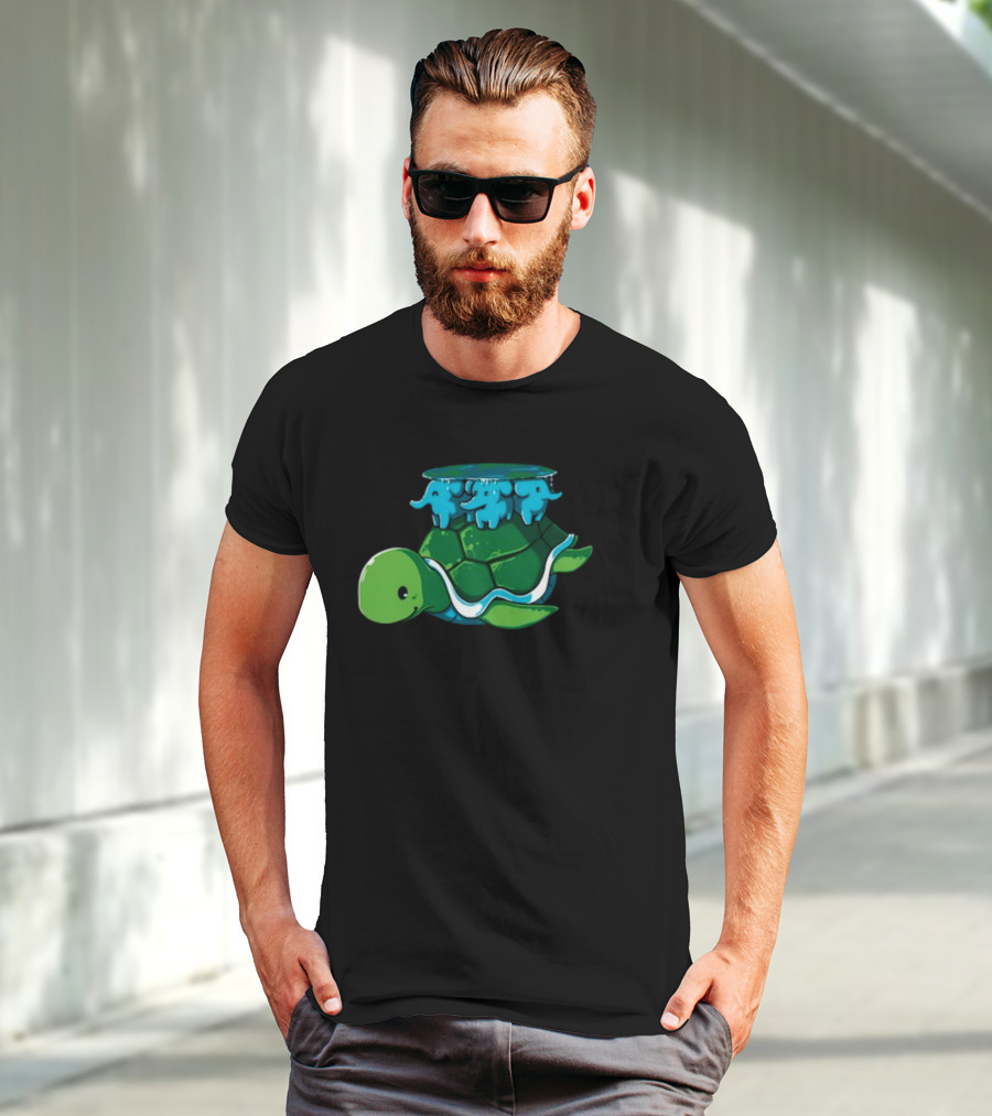 Bladezaim Teeturtle Green Turtle With Three Blue Elephants T-Shirt
