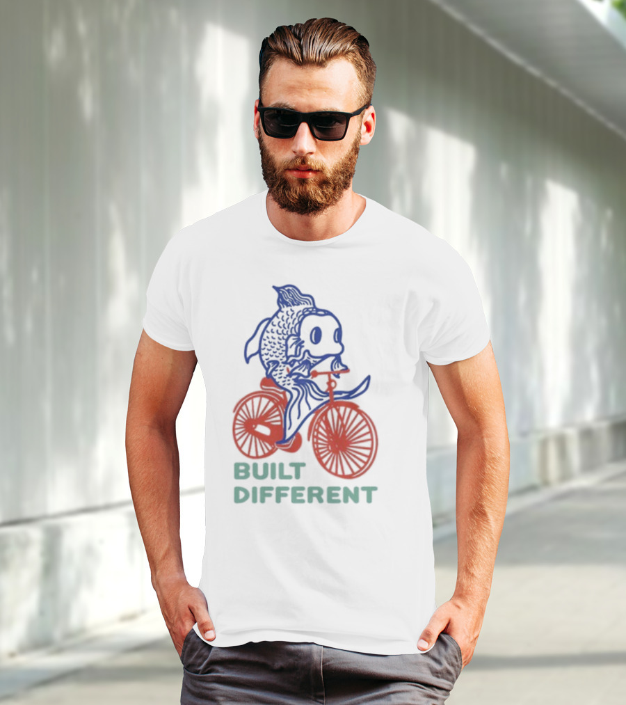 Built Different Koi Bold Red Bicycle Blue Fish T-Shirt