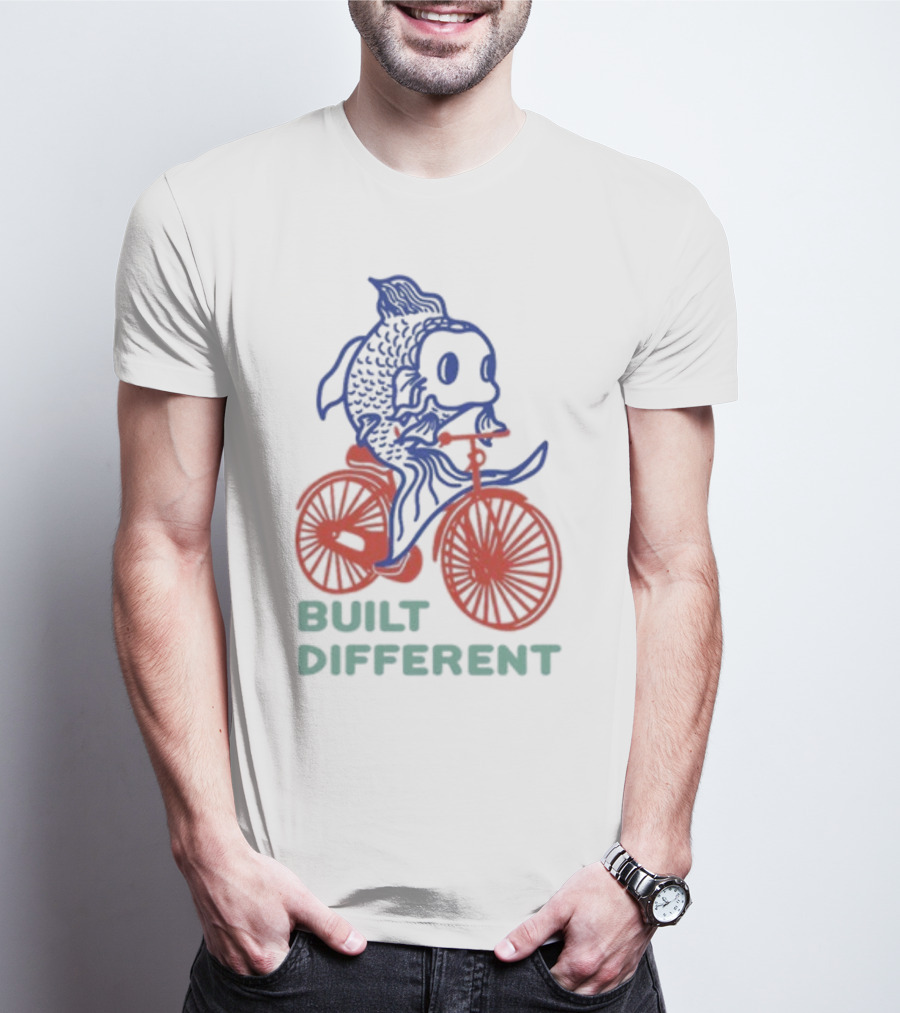Built Different Koi Bold Red Bicycle Blue Fish T-Shirt