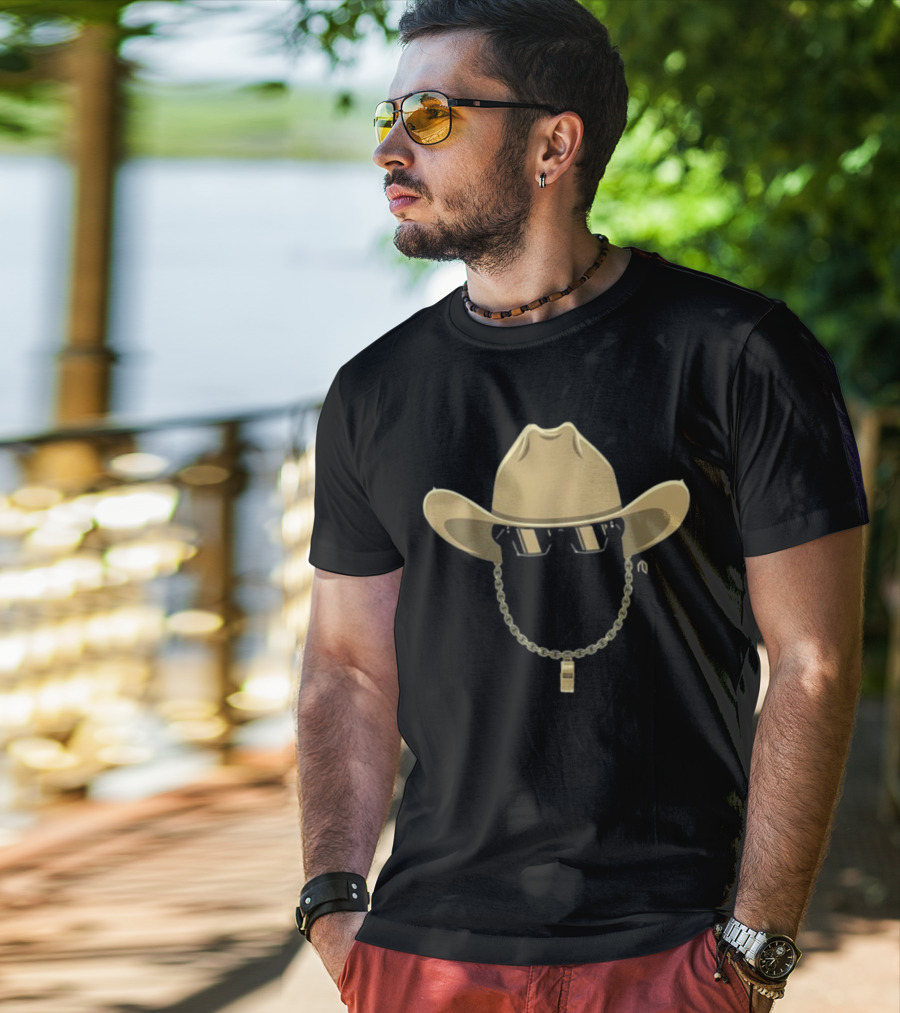 Golden Cowboy Hat Sunglasses Chain T-Shirt