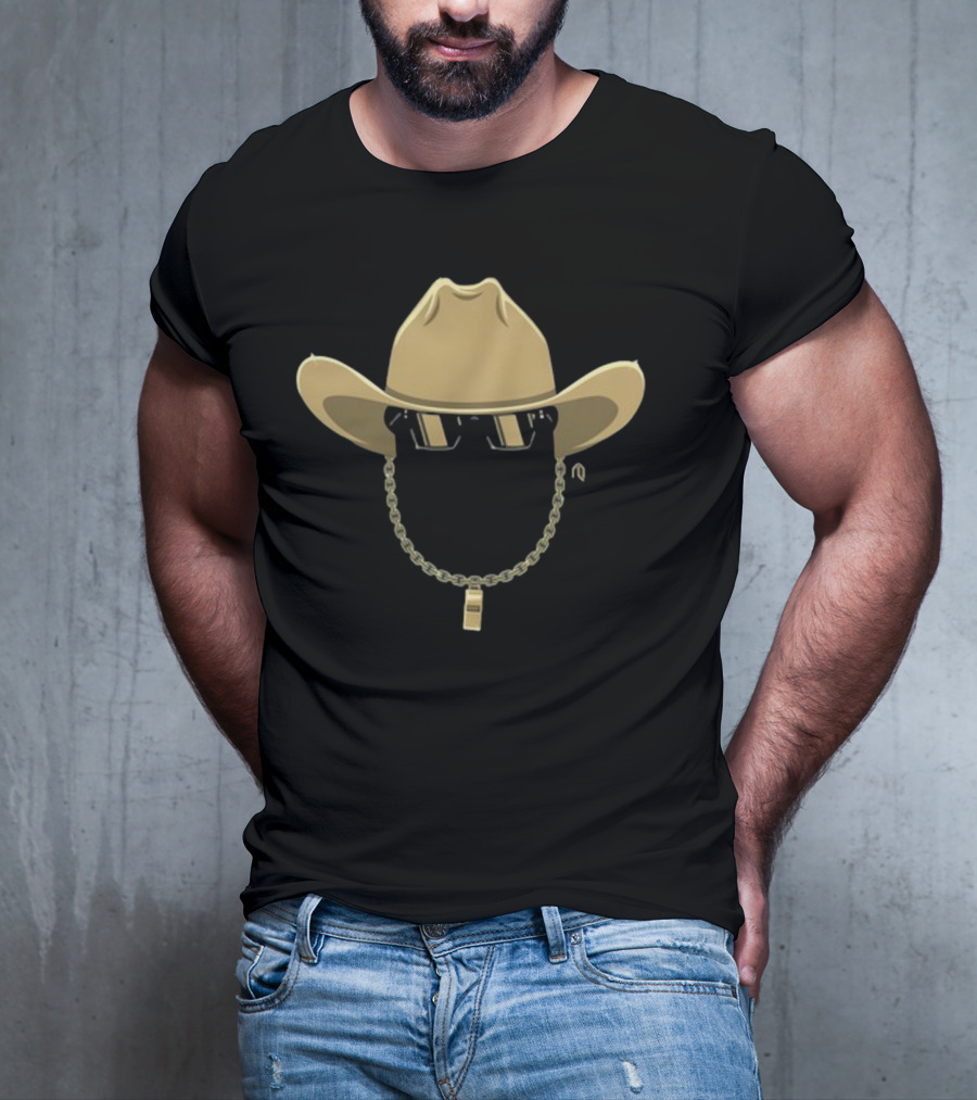 Golden Cowboy Hat Sunglasses Chain T-Shirt