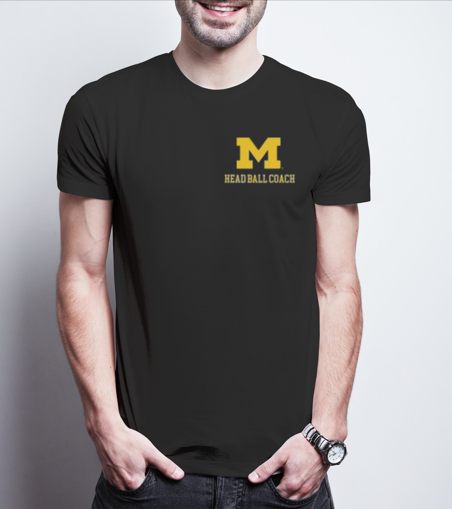 Michigan Football M Head Ball Coach Harbaugh 4 Head Ball Coach T-Shirt