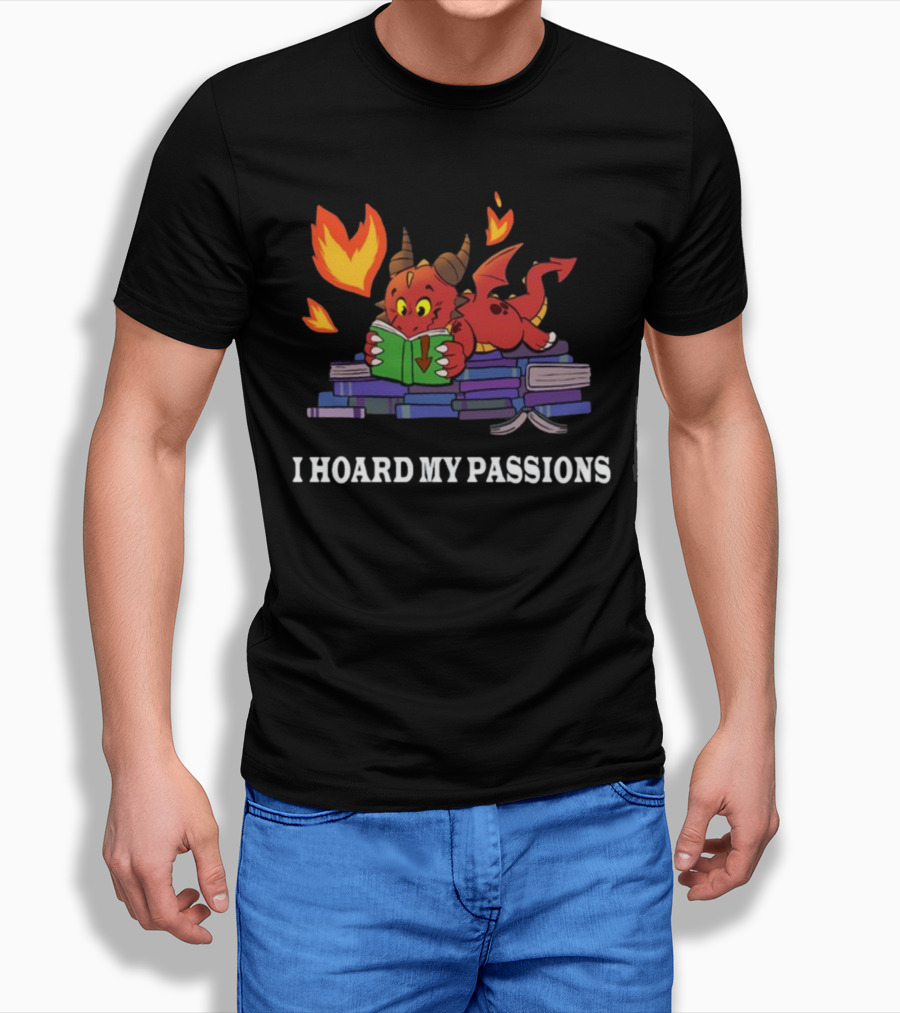 Part Time Dragons I Hoard My Passions New Reading Books Fire Tail Cute Red Cartoon Dragon T-Shirt