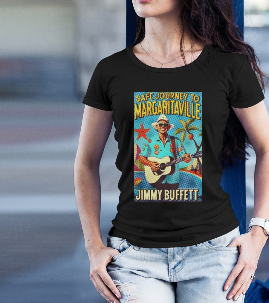Safe Journey To Margaritaville Jimmy Buffett Tropical Guitar Fun T-Shirt