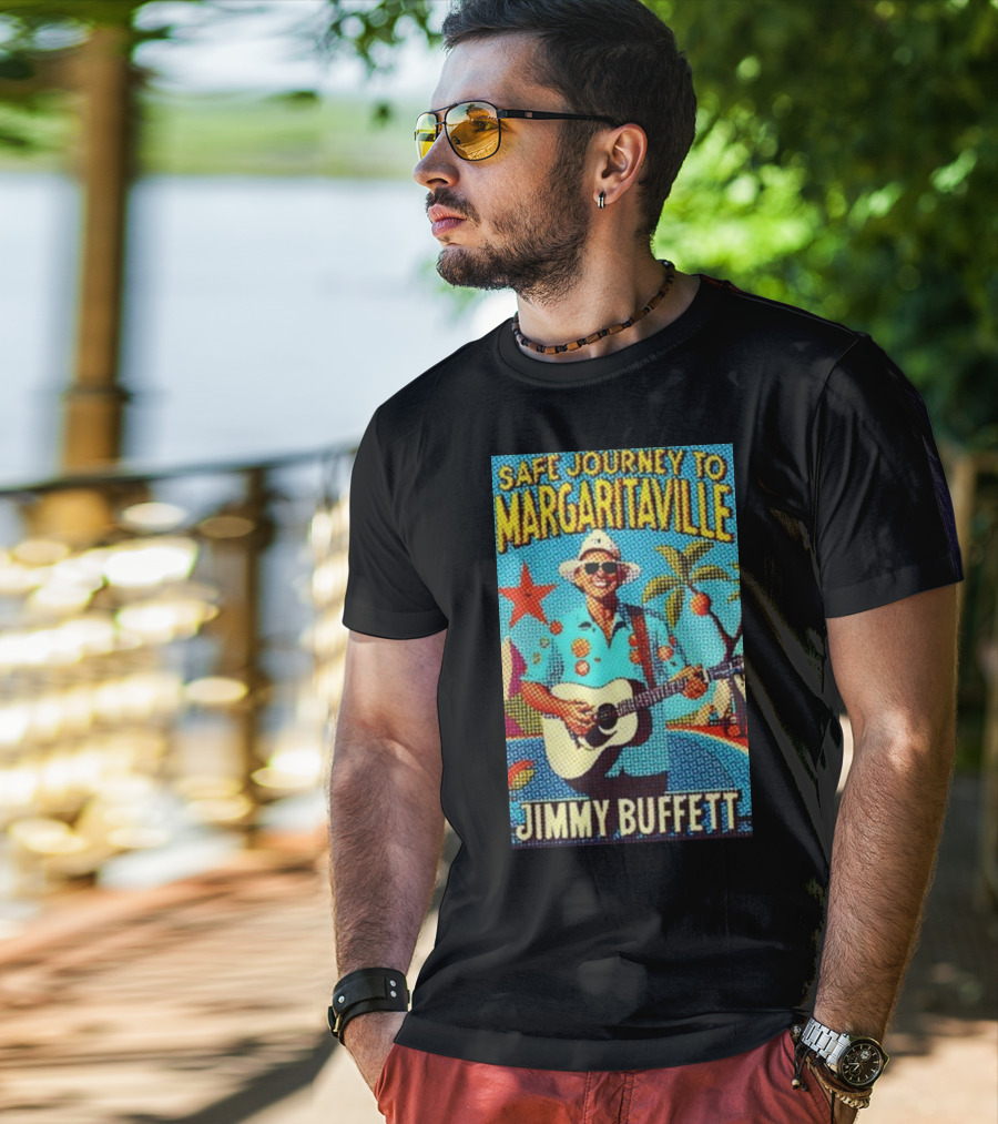 Safe Journey To Margaritaville Jimmy Buffett Tropical Guitar Fun T-Shirt