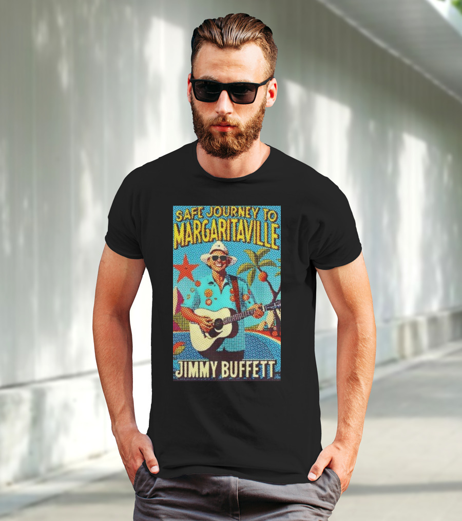 Safe Journey To Margaritaville Jimmy Buffett Tropical Guitar Fun T-Shirt