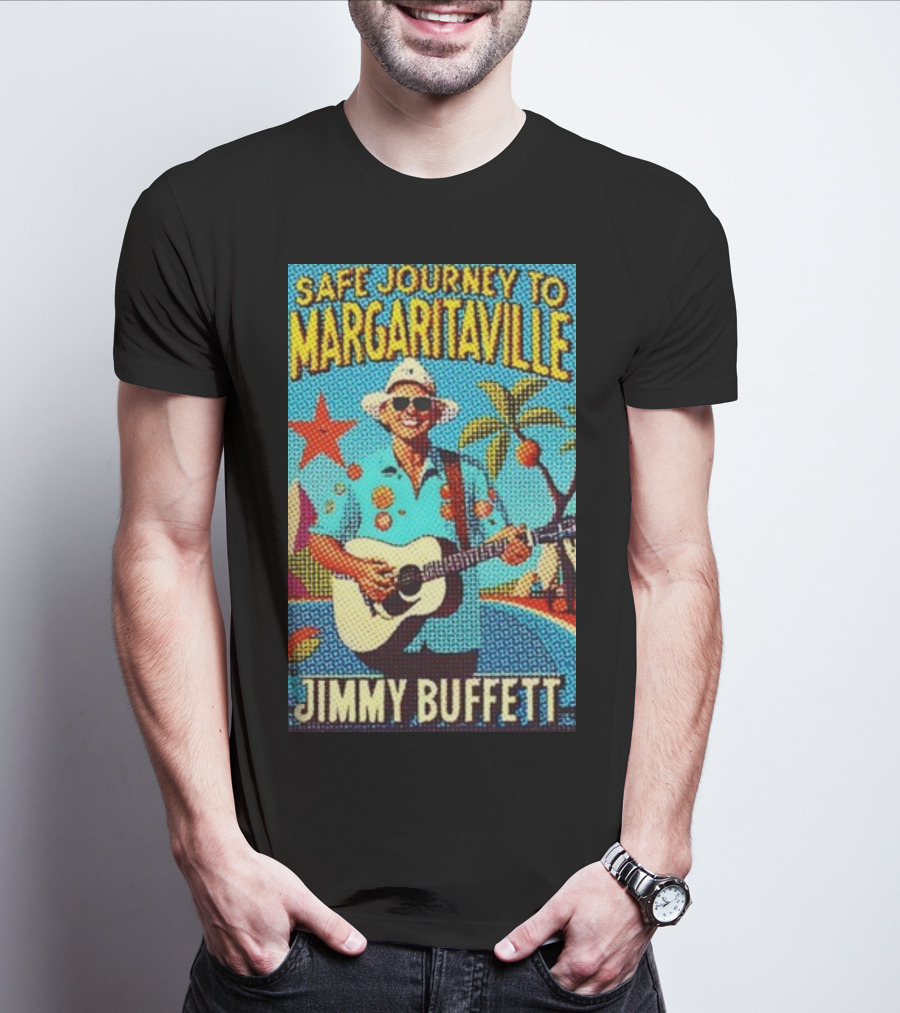 Safe Journey To Margaritaville Jimmy Buffett Tropical Guitar Fun T-Shirt
