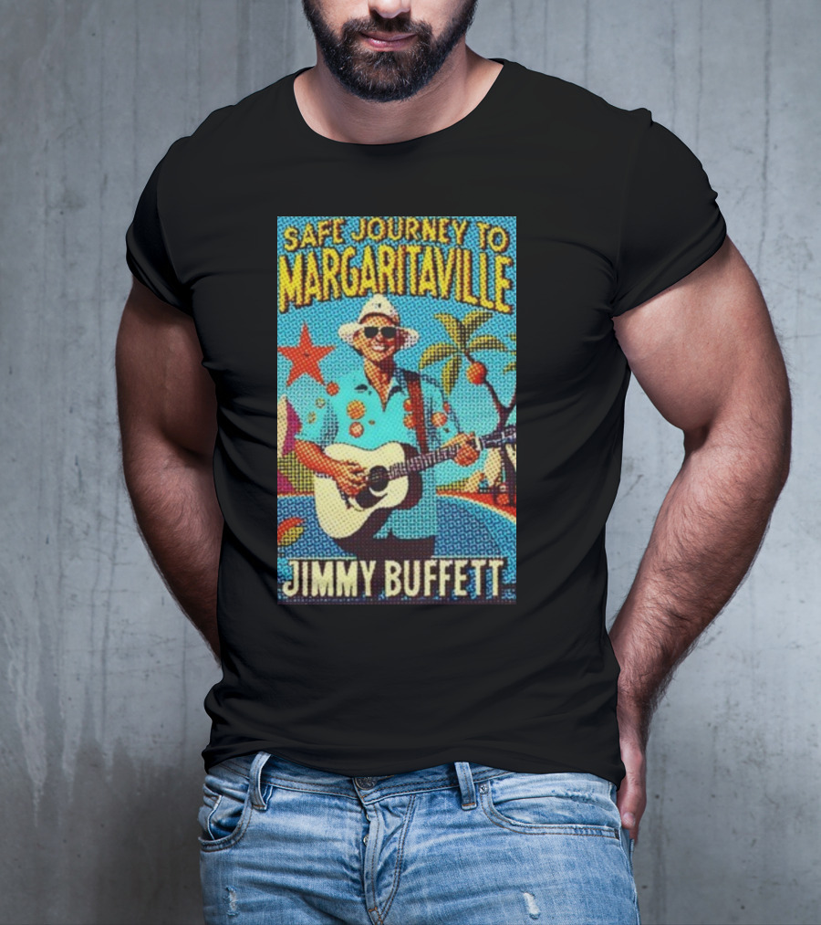 Safe Journey To Margaritaville Jimmy Buffett Tropical Guitar Fun T-Shirt