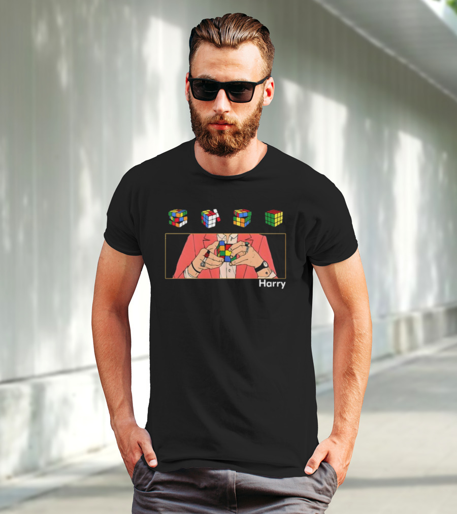 Harry Rubik's Cube Puzzle Hands Colorful Sequence T-Shirt