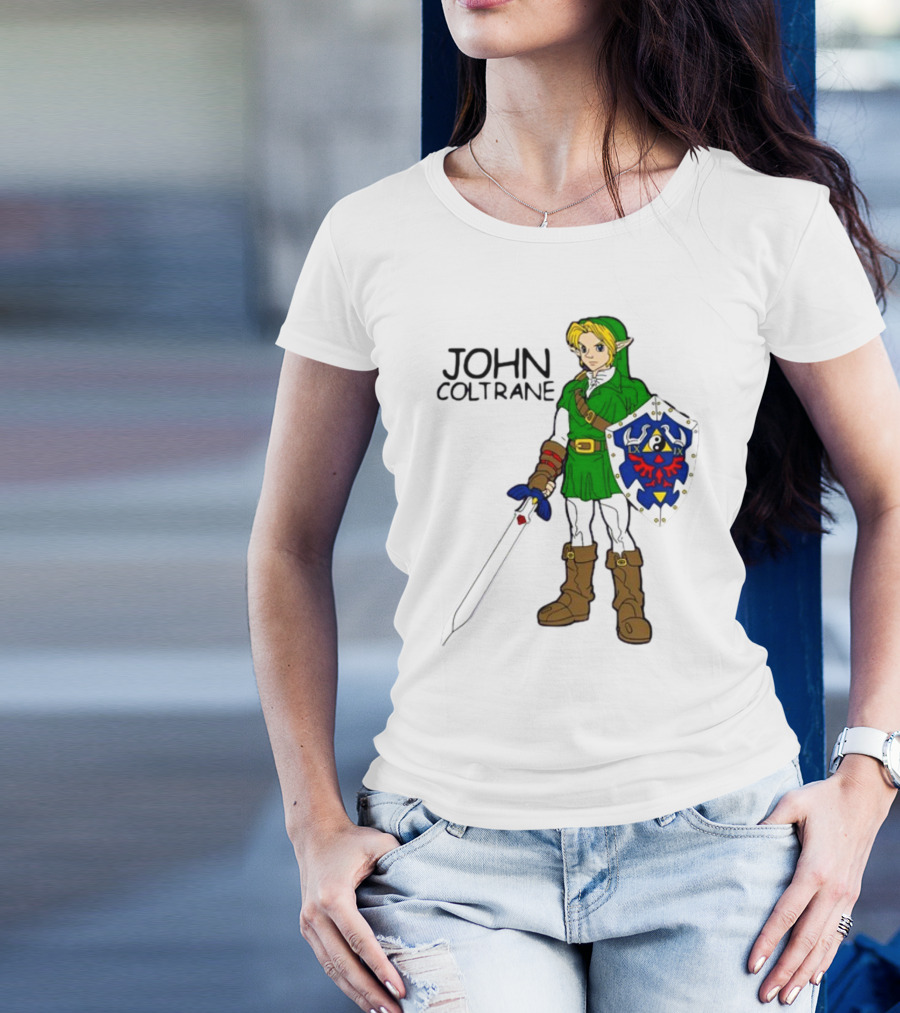 JOHN COLTRANE Lxix Apparel Zelda Inspired Character With Sword And Shield T-Shirt
