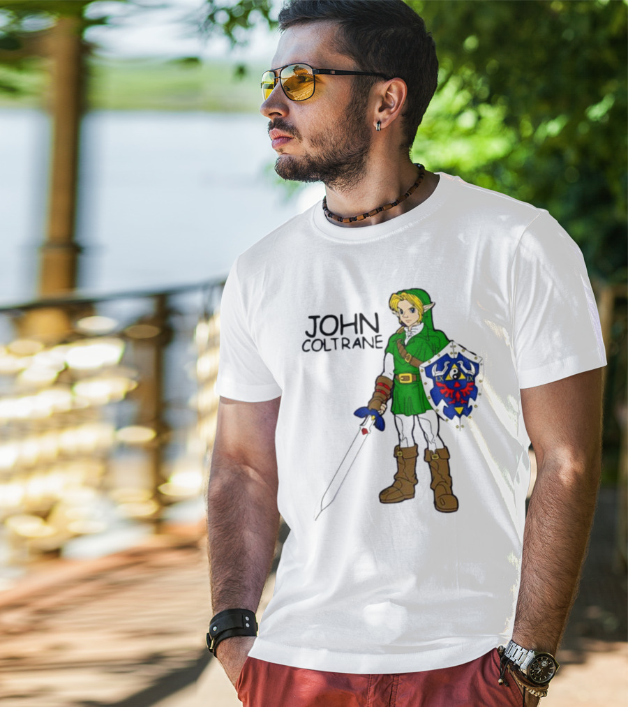 JOHN COLTRANE Lxix Apparel Zelda Inspired Character With Sword And Shield T-Shirt