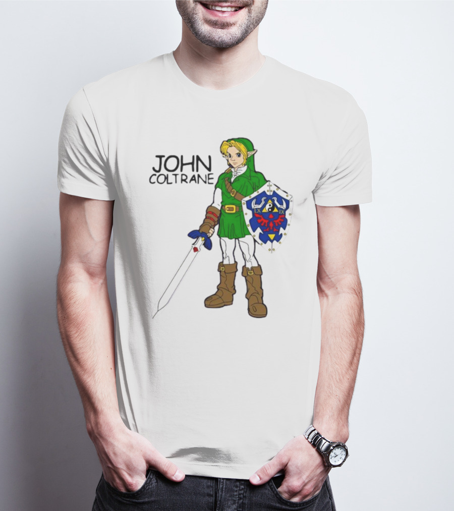 JOHN COLTRANE Lxix Apparel Zelda Inspired Character With Sword And Shield T-Shirt